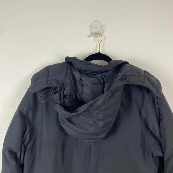 Lands End Womens Black Hooded Long Goose DownPuffer Coat Parka Sz S Winter Coat - Picture 5 of 7